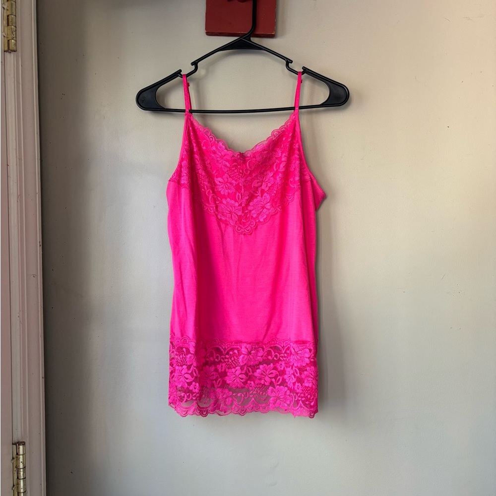 Cato Y2K Hot Pink Lace Camisole Top M